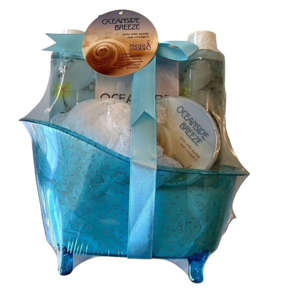 Freida and Joe Bath Gift Set Women OS Blue New Oceanside Breeze 5pc Bathtub Kit